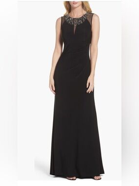Vince Camuto Black Sleeveless Dress with Crystal Neckline NWT